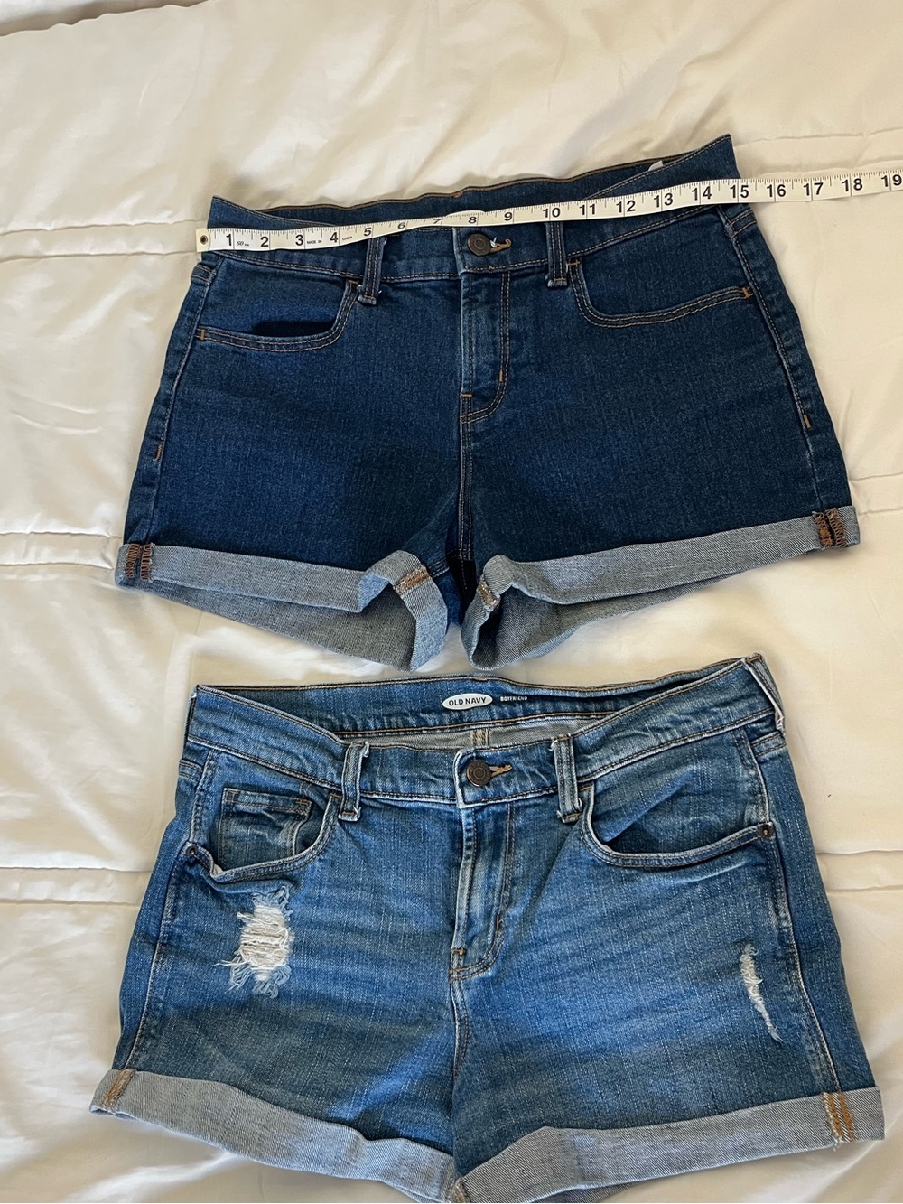 Old Navy Dark and Light Blue Denim Roll-Cuff Women's Shorts (2-Pack)